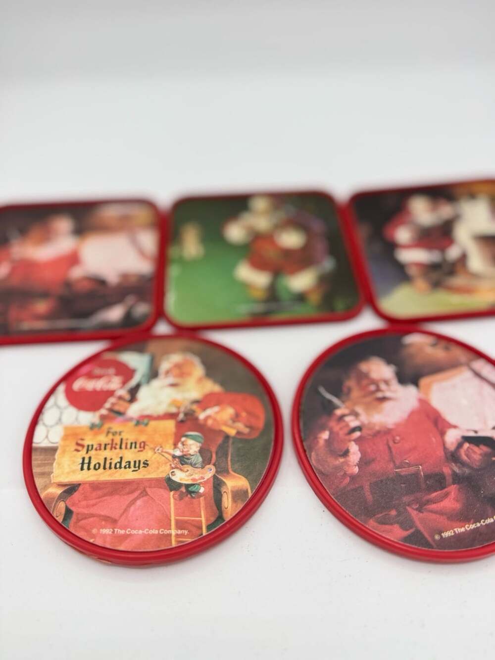 Coca Cola Vintage 1992 Santa Claus Christmas Holiday Coasters